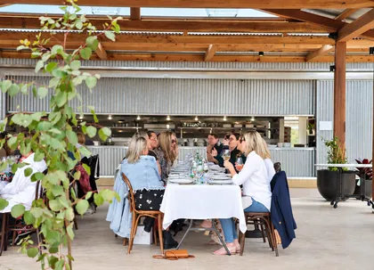 Riverside tables at golden hour