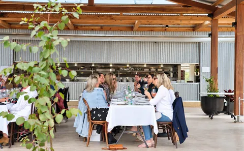 Riverside tables at golden hour