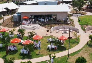 Fire pits outside The Pavilion
