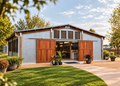 The Woolshed set for a seated dinner