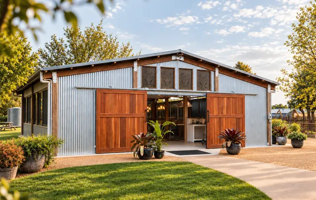 The Woolshed set for a seated dinner