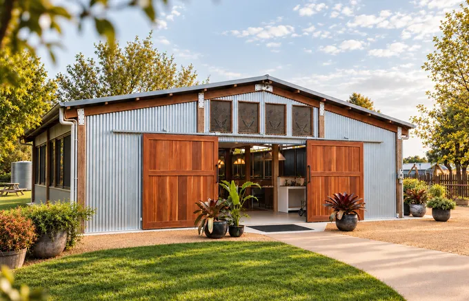 The Woolshed set for a seated dinner