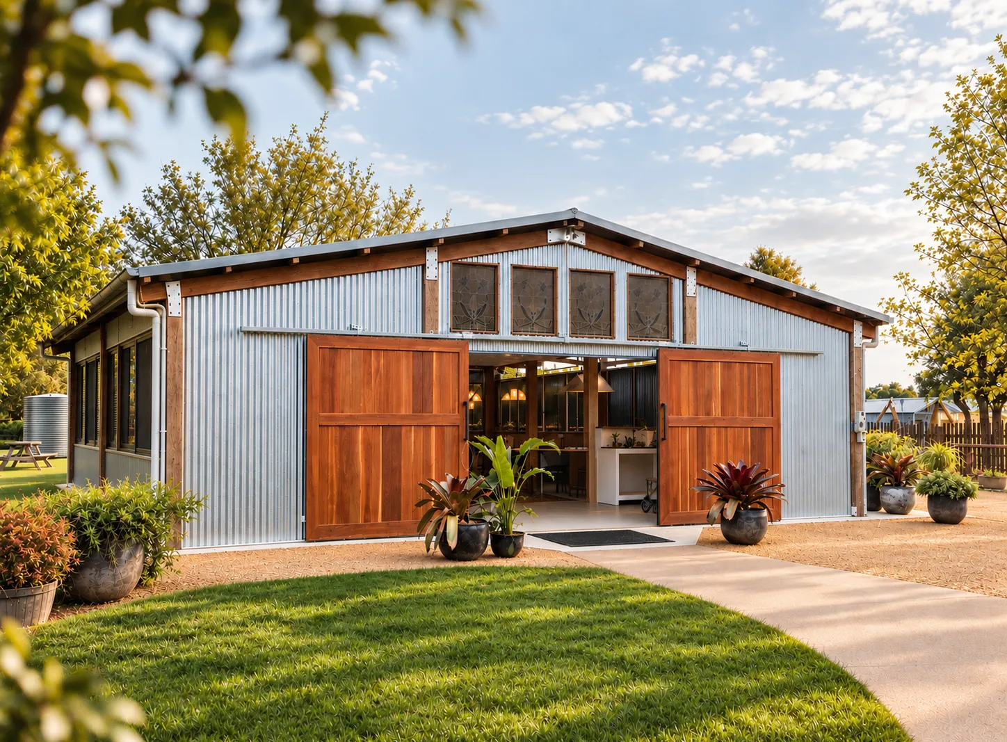 The Woolshed set for a seated dinner